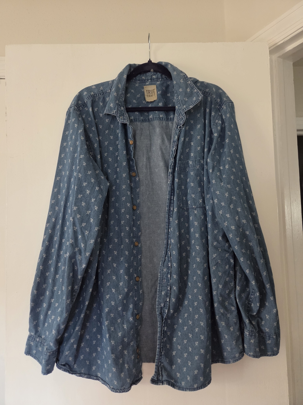 True Craft Denim-Style Button-Up Shirt Size XXL